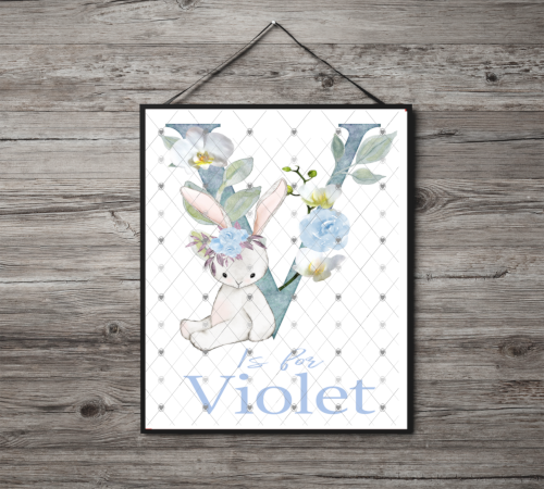 Animal Initial Name Print, Letter V Custom Print, Letter V - Click Image to Close